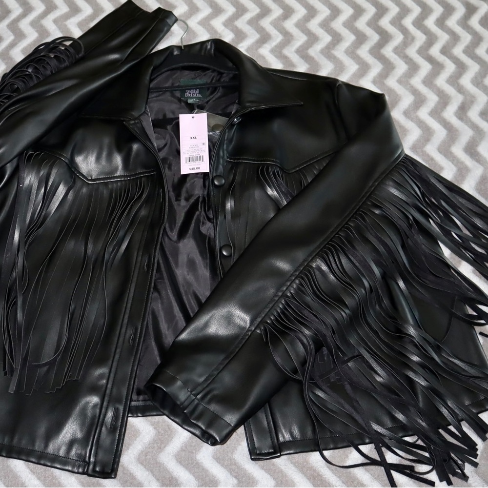 Beautiful vegan leather fringe cropped jacket from Wild fable. Size XXL.